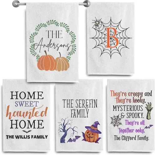 Toallas personalizadas de Halloween | Toallas de cocina de otoño | Toallas de Halloween personalizadas | Decoración de Halloween | Toallas de cocina
