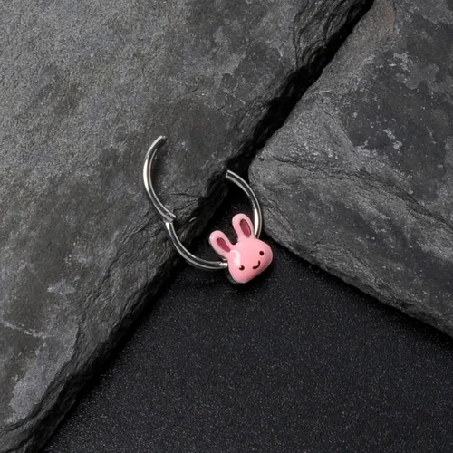 Miniatura 7 de Body Candy Anillo de segmento con bisagras de acero 16G, sin costuras, para pezón, aro de nariz de conejo, 38 pulgadas, Acero inoxidable, Sin gemas.