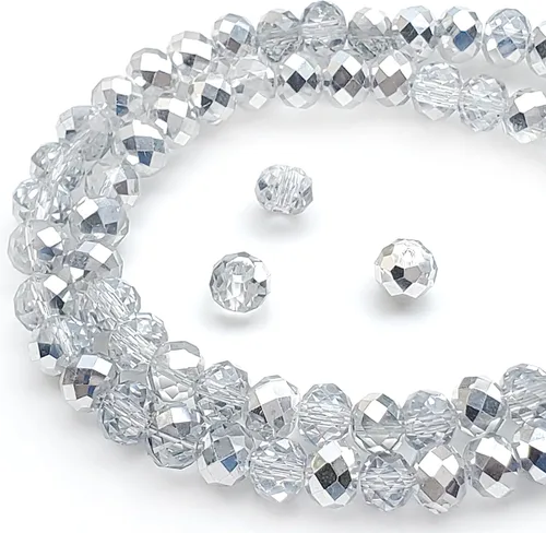 Miniatura 12 de Cuentas de vidrio Rondelle de 0.079 in para hacer joyas, cuentas espaciadoras de Briolette Crytal facetadas para pulseras, collares, aretes
