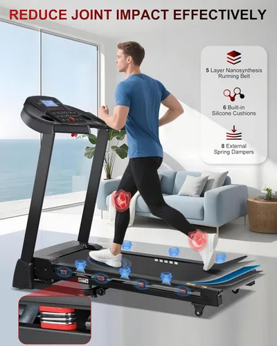 Miniatura 11 de Treadmill with 15-Level Auto Incline, Folding Treadmill for Home, 0.6-10 MPH, 350 LB Capacity, 18.11" Wide Running Belt, 3.5 HP, Shock Absorption