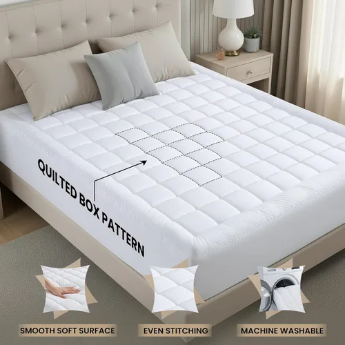 Miniatura 3 de Almohadillas de colchón premium, gemelo, Blanco