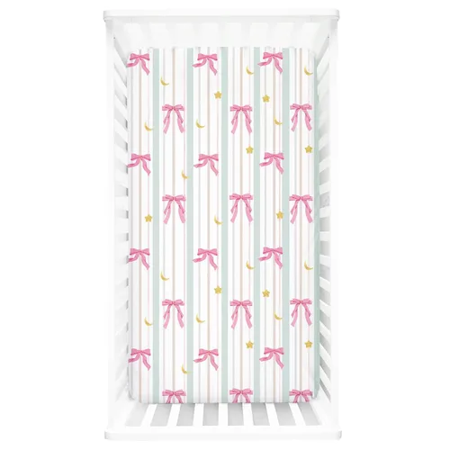 Miniatura 9 de Sábanas de cuna para niña y niño, sábana bajera ajustable para colchones estándar de cuna y de niño pequeño, ultra suaves y transpirables, sábanas