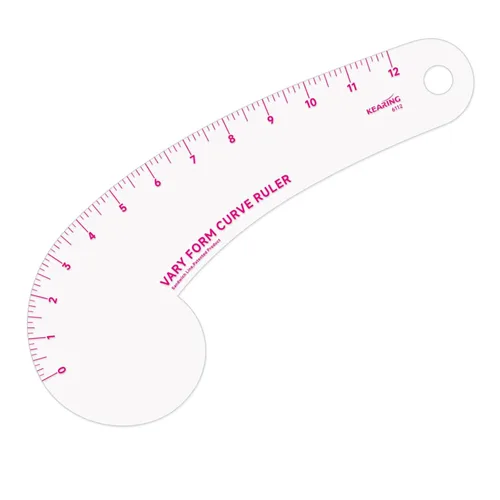 Miniatura 11 de KEARING Regla clásica curva francesa acrílica de 9 pulgadas (9.1 in), varía la forma de curva, regla de curva de medición de cadera transparente