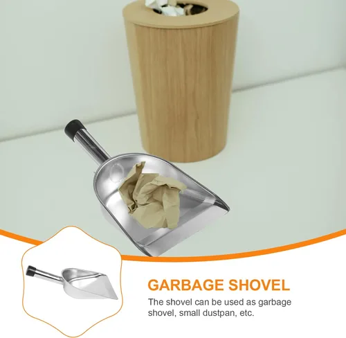 Miniatura 3 de Cabilock Pala de basura de mano gruesa de acero inoxidable con agarre cómodo de 14.56 x 8.26 pulgadas, herramienta multiusos de limpieza