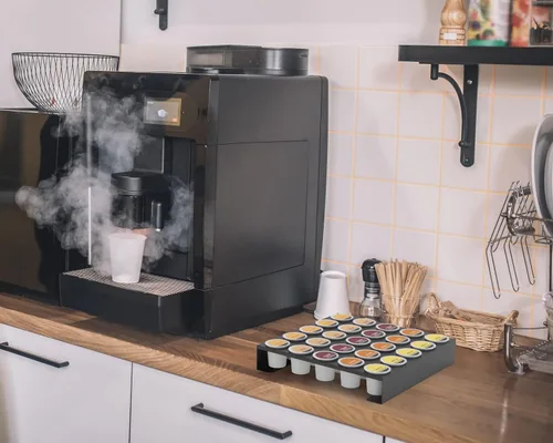 Miniatura 5 de MyLifeUNIT Organizador de tazas K para cajón montado en la pared, soporte de almacenamiento de cápsulas de café para estación de café, oficina