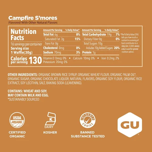 Miniatura 2 de GU Energy Stroopwafel Campfire S'mores Sports Nutrition Waffle, sin cafeína y lácteos kosher, energía para cualquier entrenamiento, 16