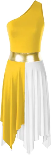 Miniatura 8 de easyforever Vestido de baile sin mangas con bloques de color para mujer, alabanza litúrgica, ropa de baile lírico, vestido de bata de adoración