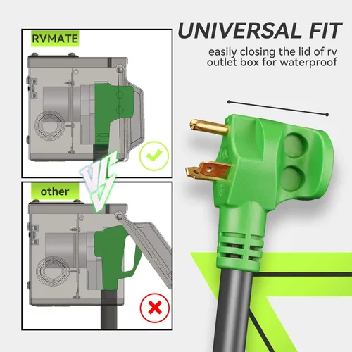 Miniatura 5 de RVMATE Cable de extensión de alimentación para RV bloqueable de 30 pies y 30 amperios con mango de fácil enchufe, TT-30P a L5-30R, indicador LED, 10