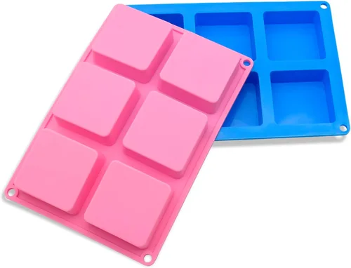 Miniatura 2 de Bangp Paquete de 4 moldes cuadrados para jabón, moldes de silicona antiadherentes de 6 cavidades, bandejas cuadradas para cubitos de hielo, moldes