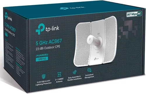 Miniatura 3 de TP-Link CPE710 CPE exterior Gigabit de largo alcance de 5 GHz AC 867 Mbps para transmisión PtP y PtMP Puente inalámbrico punto a punto 23dBi