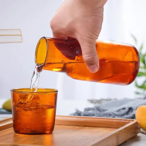 Miniatura 2 de Sizikato Jarra de Agua de Mesita de Noche de Cristal Transparente de 15 Oz con Vaso de Cristal.