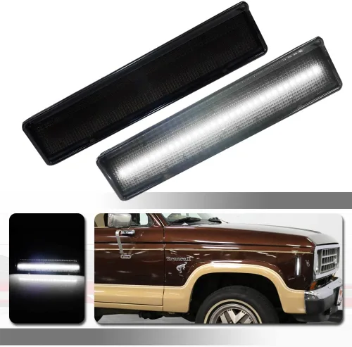 Miniatura 7 de Para 1980 1981 1982 1983 1984 1985 1986 Ford BRONCO F-150 F-250 F-350 Luces de marcador laterales de parachoques delantero lente ámbar LED Luces LED