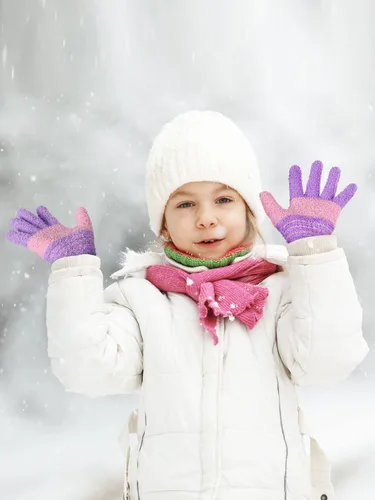 Miniatura 2 de SATINIOR 5 pares de guantes de dedos completos para niños, guantes de punto cálidos guantes de invierno para niños pequeños y niñas, suministros
