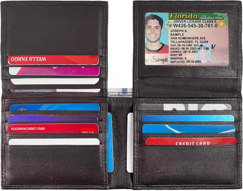 Miniatura 23 de Bullz RFID bloqueo de señal de protección contra robo de cuero grande grueso de seguridad para hombre cartera, Negro