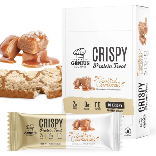 Miniatura 10 de Genius Gourmet Golosina de proteína crujiente, mantequilla de maní de chocolate, aperitivo Keto, bajo en carbohidratos, bajo en azúcar y sin gluten