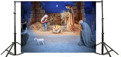 Miniatura 3 de Yeele Telón de fondo de 7 x 5 pies para fotografía de pesebre de pesebre de nacimiento, para niños, adultos, fotomatón de vinilo