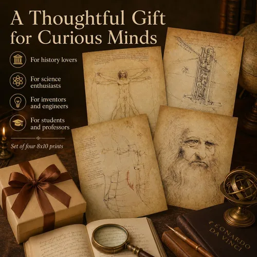Miniatura 6 de Impresiones artísticas originales de Leonardo da Vinci – Gran decoración de aula de ciencias y oficina en casa, accesorios para dormitorio