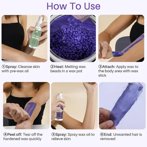 Miniatura 7 de BLITZWAX Cuentas de cera dura para depilación de 1 libra de cera sensible para bikini, axilas, espalda y pecho, cera de recambio grande para mujeres