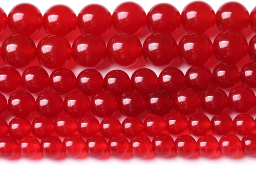 Miniatura 49 de 32 piezas de cuentas de piedra de jade de rodonita roja natural de 12 mm, cuentas sueltas redondas de piedra para fabricación de joyas, energía Jade