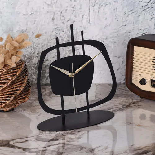 Miniatura 5 de muyika Reloj de mesa para sala de estar, oficina, mesita de noche, cocina, reloj de escritorio analógico con estante de noche silencioso