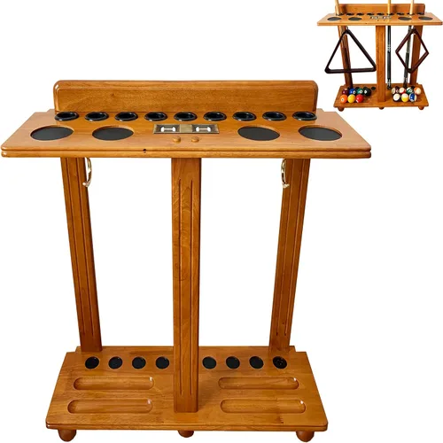 Soporte para taco de billar de madera maciza de alta calidad, soporte de billar de madera para diez tacos y accesorios de mesa completa,