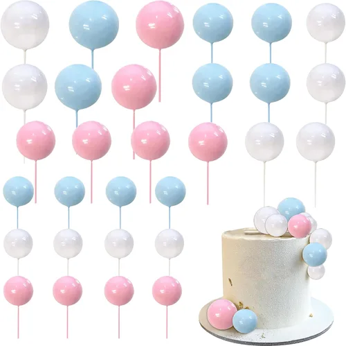 Miniatura 12 de Rsstarxi 30 piezas de mini globos y bolas de espuma para tartas – Insertos de pastel de bricolaje para bodas, aniversarios y decoraciones de fiesta