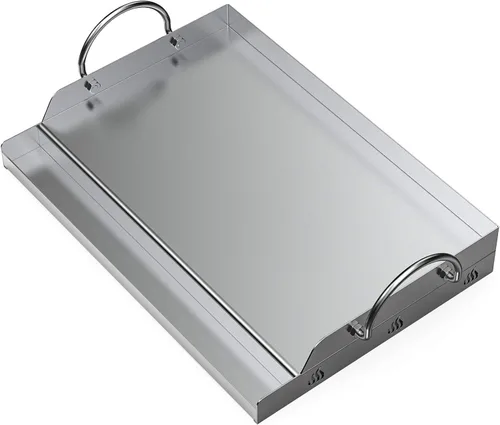 Onlyfire Plancha universal de acero inoxidable para la mayoría de parrillas de barbacoa con asas extraíbles, 18"×12.5"
