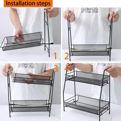 Miniatura 6 de Organizador de especias, organizador de estante de baño de 2 niveles para encimera, organizador de estante de cocina para latas de especias, frascos