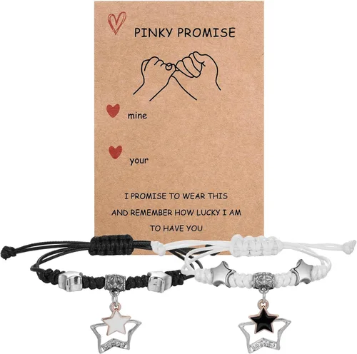 Aesnefe Pulseras para parejas para 2 personas Pinky Promise a juego para parejas, regalos de relación de larga distancia para novio, aniversario,