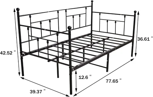 Miniatura 2 de Marco de sofá cama de metal con listones de acero, tamaño individual con base de colchón multifuncional, color negro