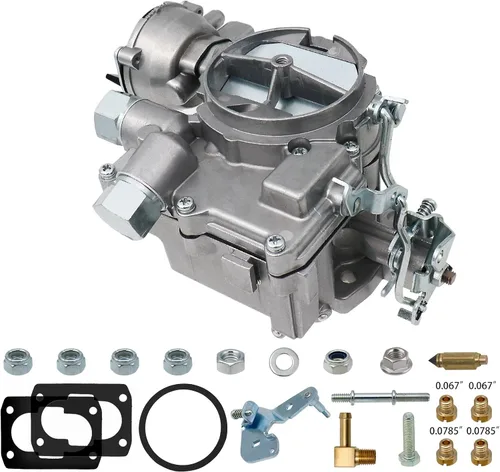 Miniatura 7 de Carburador marino de 2 barriles de carbohidratos para motores Mercruiser 3.0L 2.5L 4 CYL con chorros de estrangulador eléctrico, varillaje largo