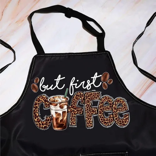 Miniatura 3 de WZMPA Delantal para amantes del café para mujeres y hombres, delantal para fanáticos del café, delantal ajustable con bolsillos para camarera barista