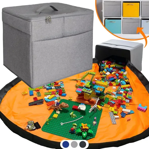 Miniatura 9 de Organizador de almacenamiento de juguetes XL con tapete de juego, bolsa de almacenamiento/caja para niños, niñas, guardería, sala de juegos, canasta