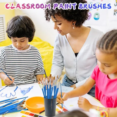 Miniatura 6 de Halobios Pinceles de pintura pequeños para manualidades, juego de pinceles de pintura para pintura acrílica, 30 piezas a granel, mini pinceles