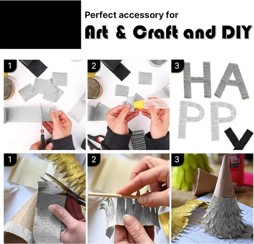 Miniatura 4 de PartyWoo Serpentinas de papel crepé plateado, 4 unidades, 328 pies, paquete de papel crepé plateado para boda, despedida de soltera, cumpleaños