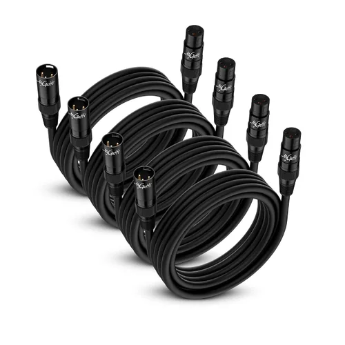 Miniatura 8 de XLR - Cable de micrófono de 2 pies, paquete de 4 unidades, cable de audio de micrófono equilibrado de 3 pines XLR macho a hembra, cable de conexión