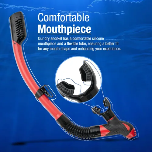 Miniatura 3 de Kraken Aquatics Snorkel seco Equipo de esnórquel profesional de calidad con válvula superior seca, cómoda boquilla de silicona y válvula de purga