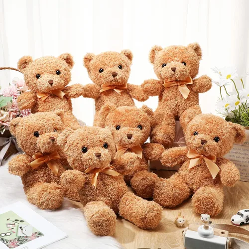 Miniatura 4 de HyDren 18 piezas de animales de peluche de oso a granel de 12 pulgadas, muñecos de oso de peluche suave con lazos, pequeño juguete de peluche