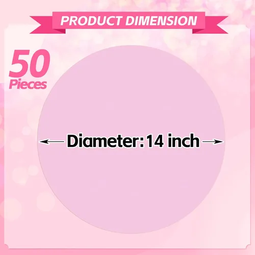 Miniatura 2 de 50 piezas de manteles individuales de papel rosa claro, manteles individuales desechables redondos de color rosa claro, manteles individuales