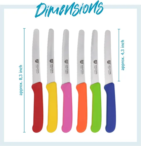 Miniatura 2 de GRÄWE cuchillo de mesa 6 piezas, juego de cuchillos para cortar, paquete de 6 cuchillos de pan, cuchillo de desayuno con borde dentado en un lado