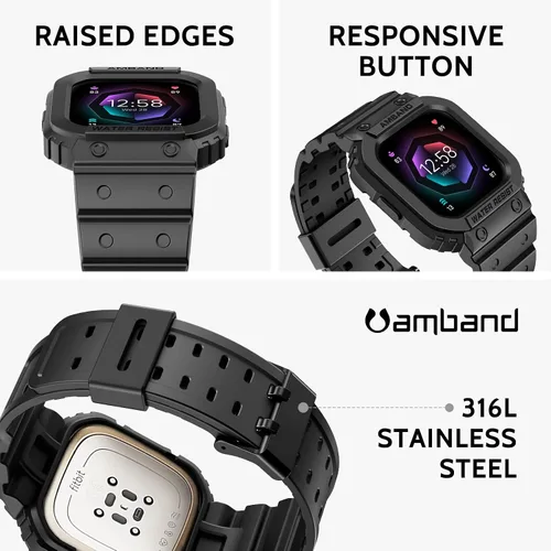 Miniatura 3 de amBand Compatible para Fitbit Versa 4/3/2 / Fitbit Versa Lite / Fitbit Sense 2 / Correas de Fitbit Sense con estuche, correa protectora para reloj