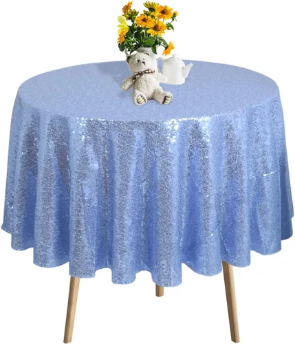 Miniatura 18 de DUOBAO Mantel Redondo Amarillo de 60 Pulgadas Mantel de Mesa con Lentejuelas Decoración de Cumpleaños Manteles con Lentejuelas Manteles de Mesa