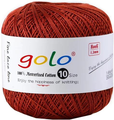 Miniatura 40 de Golo - Bolas de hilo para crochet de algodón tamaño 10, color algodón para crochet D-Fresa D078-fresa