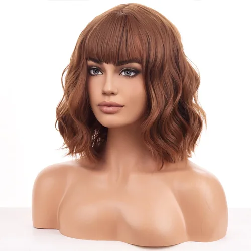 Miniatura 14 de BERON Pelucas cortas verdes para mujer, peluca rizada ondulada con flequillo para niñas, pelucas de cabello de color verde aguacate, peluca