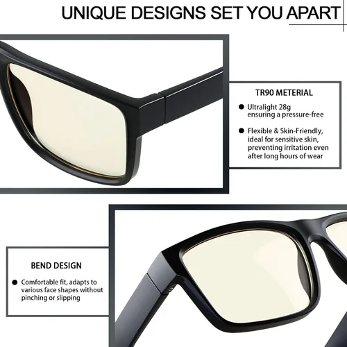 Miniatura 2 de ANDWOOD Gafas de bloqueo de luz azul para hombres y mujeres, para computadora, TV, juegos, recubiertos, lentes para mejorar el sueño, producir
