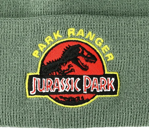 Miniatura 2 de Bioworld Jurassic Park Ranger bordado logo verde con puños gorro de punto, Negro