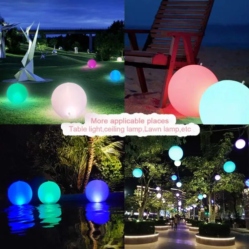 Miniatura 10 de Rukars Luz de Piscina de Bola Flotante Solar 4 PCS, 14 Pulgadas Inflable Colgable IP68 Impermeable Recargable LED Globo Luminoso de Cambio