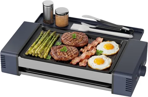 Miniatura 9 de HBN máquina de parrilla rodante para hot dogs 3 en 1 con placa antiadherente y parrilla, parrilla eléctrica compacta de 800W para salchichas