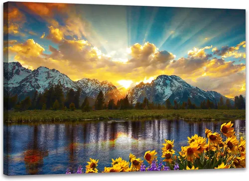 Miniatura 12 de SKASNFAI Arte de Pared en Lienzo del Parque Nacional, Pintura de Paisaje Natural de Montaña, Arte Enmarcado para Decoración del Hogar, para Sala