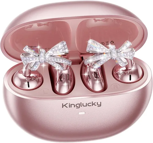Miniatura 10 de Kinglucky Elegantes Auriculares Clip de Oreja Abierta con Aretes de Lazo de Joyería, Ajuste Ligero y Cómodo, Audífonos de Botones de Oreja Abierta